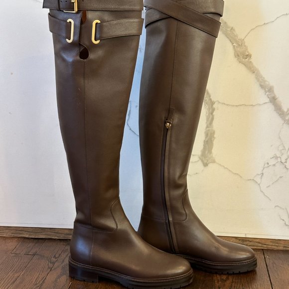 Valentino Garavani Bowrap Buckled Strap Leather Over The  Valentino Garavani Bowrap Buckled Strap Leather Over The Knee High Boots